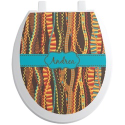 Tribal Ribbons Toilet Seat Decal - Round (Personalized)