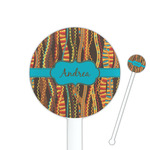 Tribal Ribbons 5.5" Round Plastic Stir Sticks - White - Single Sided (Personalized)