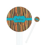 Tribal Ribbons 7" Round Plastic Stir Sticks - White - Double Sided (Personalized)