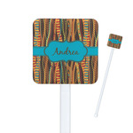 Tribal Ribbons Square Plastic Stir Sticks - Single Sided (Personalized)