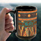 African Lions & Elephants 15oz. Black Mug - LIFESTYLE