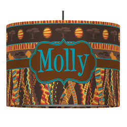 African Lions & Elephants Drum Pendant Lamp (Personalized)