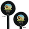 African Lions & Elephants Black Plastic 5.5" Stir Stick - Double Sided - Round - Front & Back