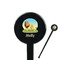 African Lions & Elephants Black Plastic 7" Stir Stick - Round - Closeup