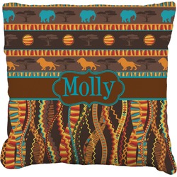 African Lions & Elephants Faux-Linen Throw Pillow (Personalized)