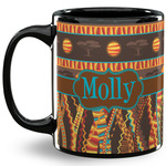 African Lions & Elephants 11 Oz Coffee Mug - Black (Personalized)