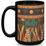 African Lions & Elephants 15 Oz Coffee Mug - Black (Personalized)