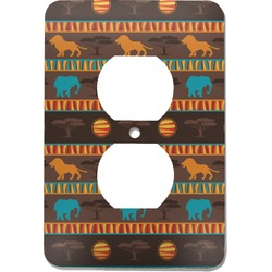 African Lions & Elephants Electric Outlet Plate