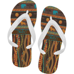 African Lions & Elephants Flip Flops - Small (Personalized)