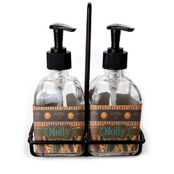 African Lions & Elephants Glass Soap & Lotion Bottle Set (Personalized)