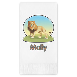 African Lions & Elephants Guest Napkins - Full Color - Embossed Edge (Personalized)