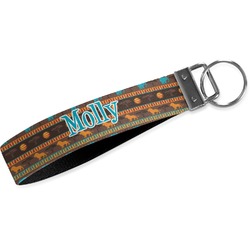 African Lions & Elephants Wristlet Webbing Keychain Fob (Personalized)