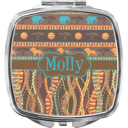 African Lions & Elephants Compact Makeup Mirror (Personalized)