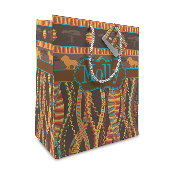 Custom African Lions & Elephants Medium Gift Bag (Personalized)