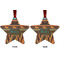 African Lions & Elephants Metal Star Ornament - Front and Back