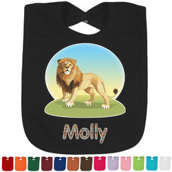 African Lions & Elephants Cotton Baby Bib (Personalized)