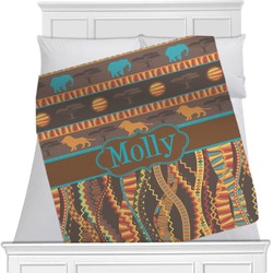 African Lions & Elephants Minky Blanket - Twin / Full - 80"x60" - Single Sided (Personalized)