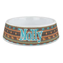 African Lions & Elephants Plastic Dog Bowl - Large (Personalized)