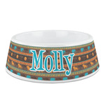 African Lions & Elephants Plastic Dog Bowl - Medium (Personalized)