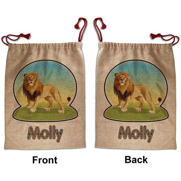 Custom African Lions & Elephants Santa Sack - Front & Back (Personalized)