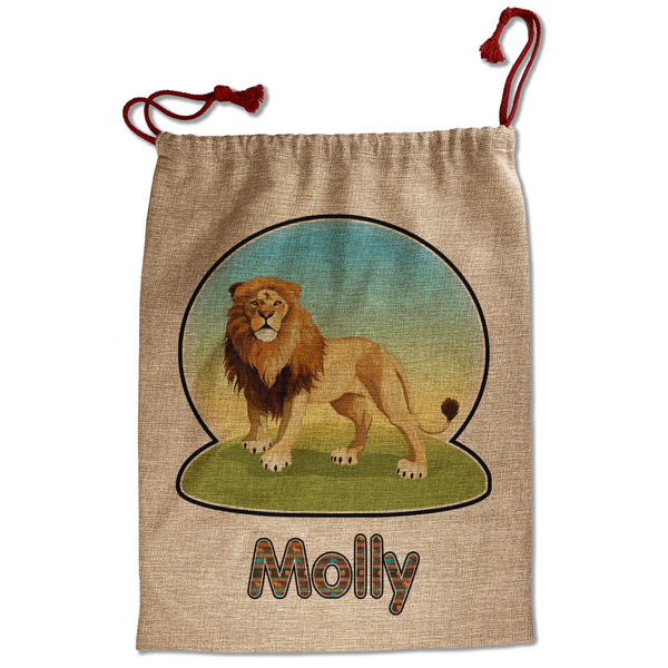 Custom African Lions & Elephants Santa Sack - Front (Personalized)