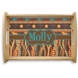 African Lions & Elephants Natural Wooden Tray - Small (Personalized)