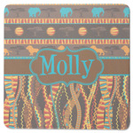 African Lions & Elephants Square Rubber Backed Coaster (Personalized)