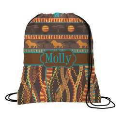 African Lions & Elephants Drawstring Backpack - Medium (Personalized)