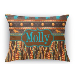 African Lions & Elephants Rectangular Throw Pillow Case (Personalized)