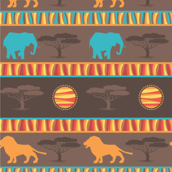 African Lions & Elephants Wallpaper & Surface Covering (Water Activated 24"x 24" Sample)