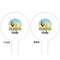 African Lions & Elephants White Plastic 6" Food Pick - Round - Double Sided - Front & Back