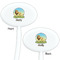 African Lions & Elephants White Plastic 7" Stir Stick - Double Sided - Oval - Front & Back