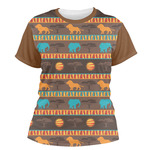 African Lions & Elephants Women's Crew T-Shirt - 2X Large