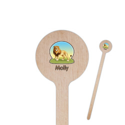 African Lions & Elephants 6" Round Wooden Stir Sticks - Single Sided (Personalized)