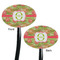 Lily Pads Black Plastic 7" Stir Stick - Double Sided - Oval - Front & Back