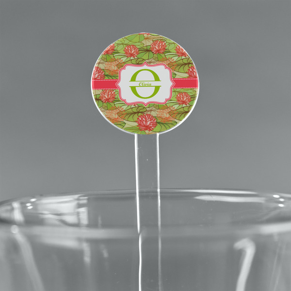 Custom Lily Pads 7" Round Plastic Stir Sticks - Clear (Personalized)