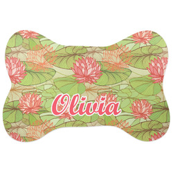 Lily Pads Bone Shaped Dog Food Mat (Large) (Personalized)