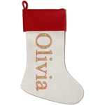 Lily Pads Red Linen Stocking (Personalized)