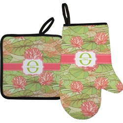 Lily Pads Right Oven Mitt & Pot Holder Set w/ Name and Initial