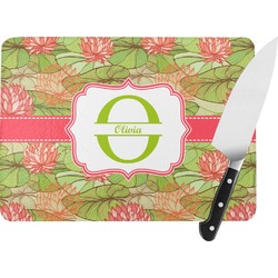 Lily Pads Rectangular Glass Cutting Board - Large - 15.25"x11.25" w/ Name and Initial