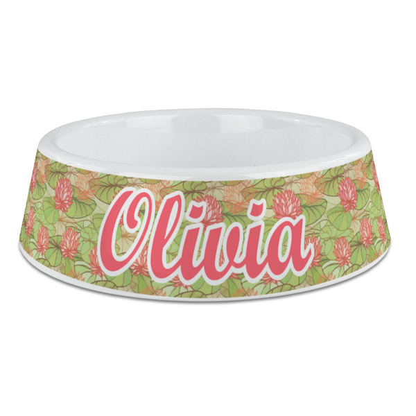 Custom Lily Pads Plastic Dog Bowl - Large (Personalized)