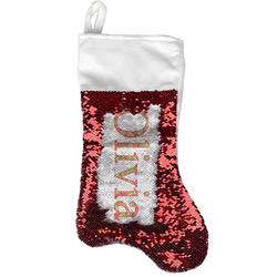 Lily Pads Reversible Sequin Stocking - Red (Personalized)