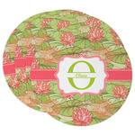 Lily Pads Round Paper Coasters w/ Name and Initial