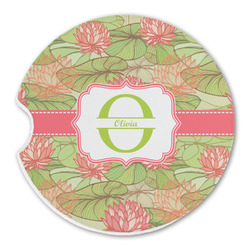 Lily Pads Sandstone Car Coaster - Single (Personalized)