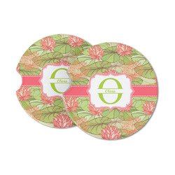 Lily Pads Sandstone Car Coasters - Set of 2 (Personalized)