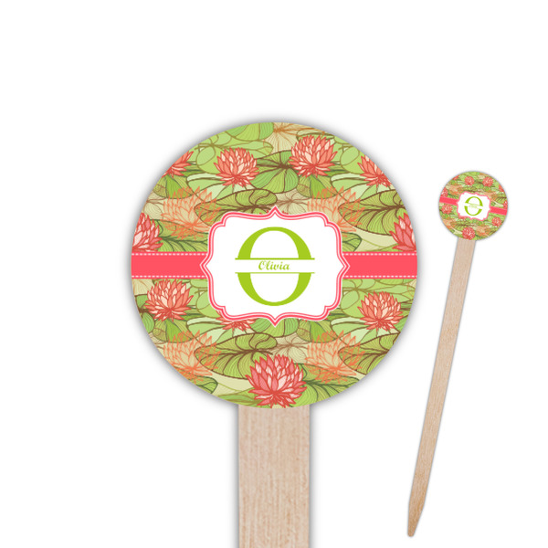 Custom Lily Pads 6" Round Wooden Food Picks - Double Sided (Personalized)
