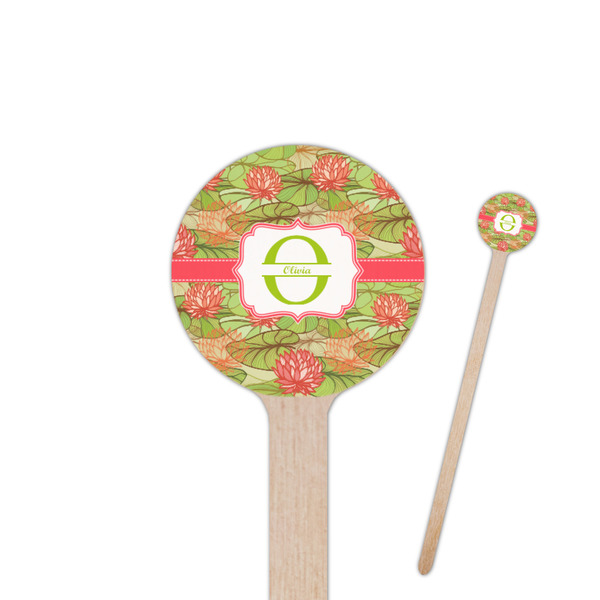Custom Lily Pads 7.5" Round Wooden Stir Sticks - Single Sided (Personalized)
