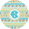 Abstract Teal Stripes 1" Multipurpose Round Labels - Single Sticker