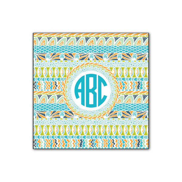 Custom Abstract Teal Stripes Wood Print - 12x12 (Personalized)