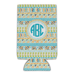 Abstract Teal Stripes Can Cooler (Personalized)